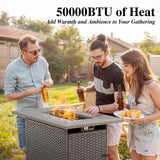 Outdoor PE Wicker Furniture Set with Fire pit Table