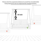 Outdoor Patio 2-Person Wicker Hanging Rattan Porch Swing with Chains, Cushion, and Pillow - 50" x 20" in.