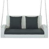 Outdoor Patio 2-Person Wicker Hanging Rattan Porch Swing with Chains, Cushion, and Pillow - 50" x 20" in.