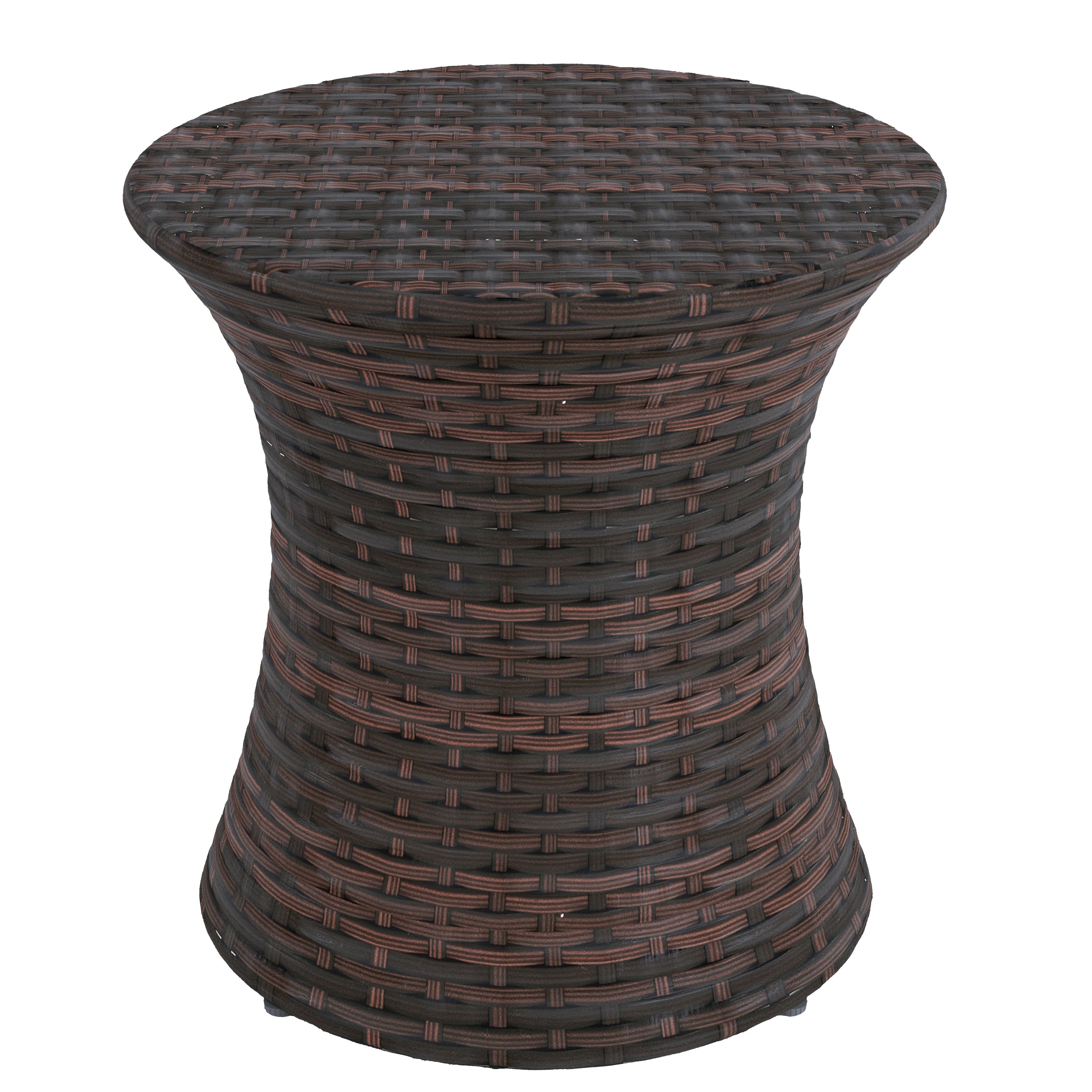 Outdoor Patio 20 inchTall Round Wicker Accent Side Table Gray