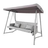 Outdoor Patio 3 Seaters Metal Swing Chair Swing Bed with Cushion and Adjustable Canopy For Balcony,Poolside and Garden