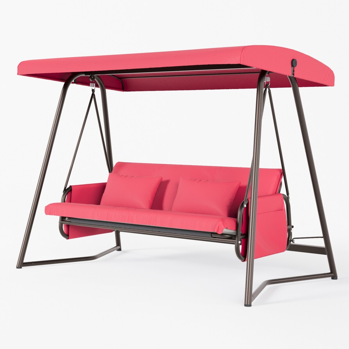 Outdoor Patio 3 Seaters Metal Swing Chair Swing Bed with Cushion and Adjustable Canopy For Balcony,Poolside and Garden