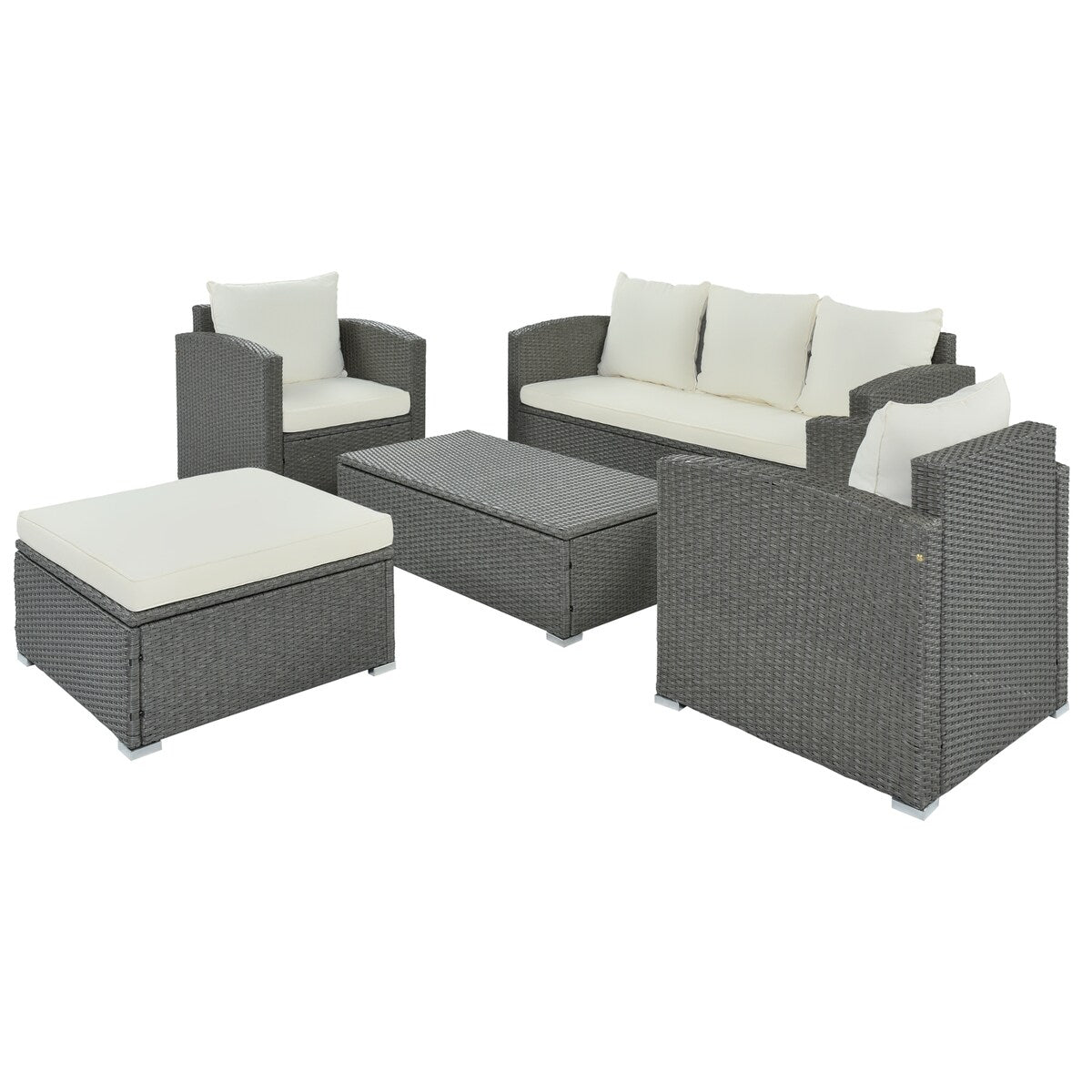 Outdoor Patio 5-Piece Rattan Sectional Sofa Set