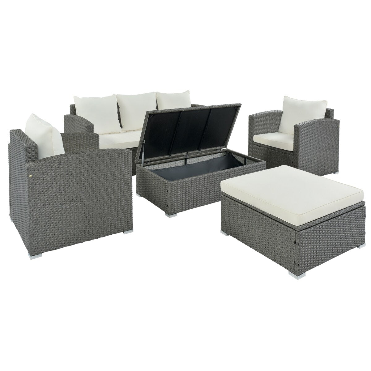 Outdoor Patio 5-Piece Rattan Sectional Sofa Set