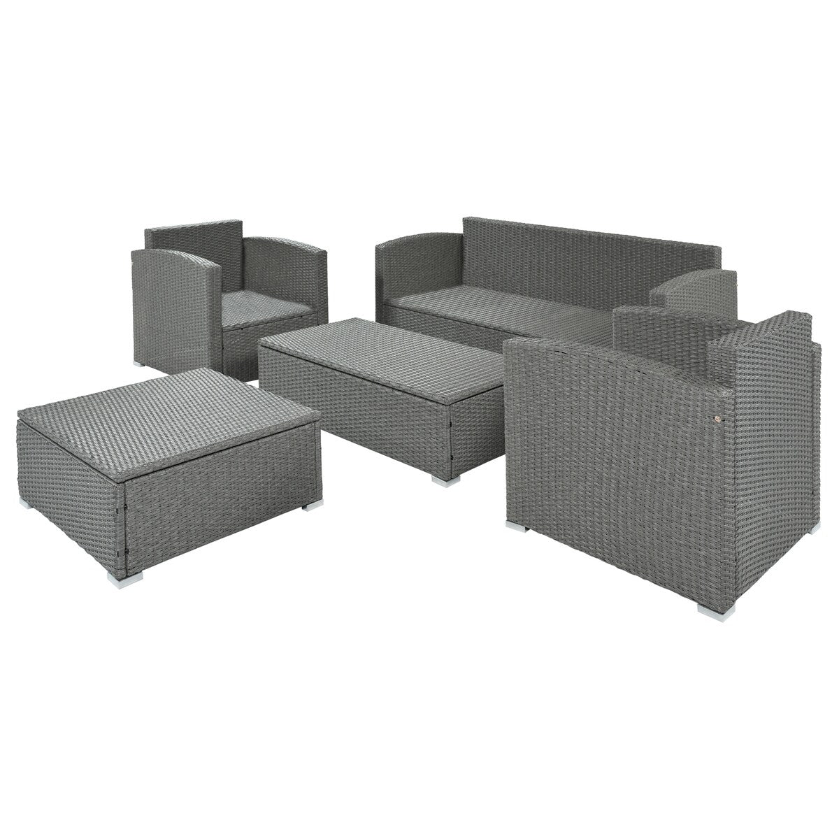 Outdoor Patio 5-Piece Rattan Sectional Sofa Set