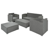Outdoor Patio 5-Piece Rattan Sectional Sofa Set
