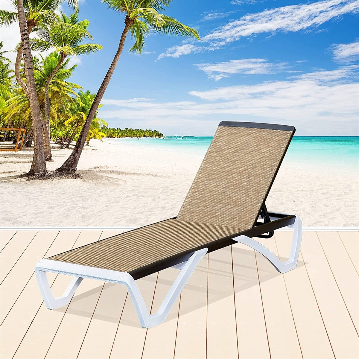 Outdoor Patio Aluminum Adjustable Chaise Lounge
