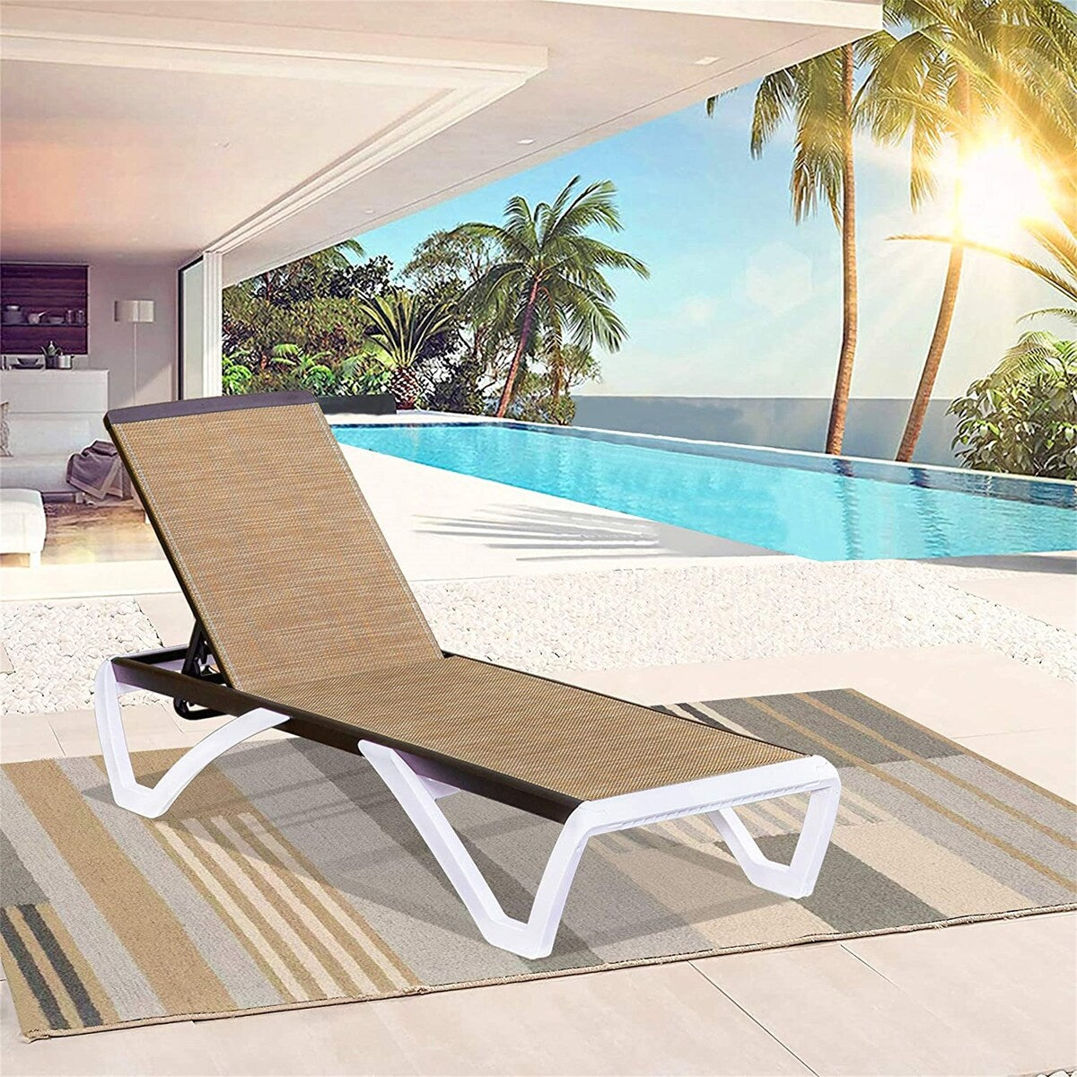 Outdoor Patio Aluminum Adjustable Chaise Lounge