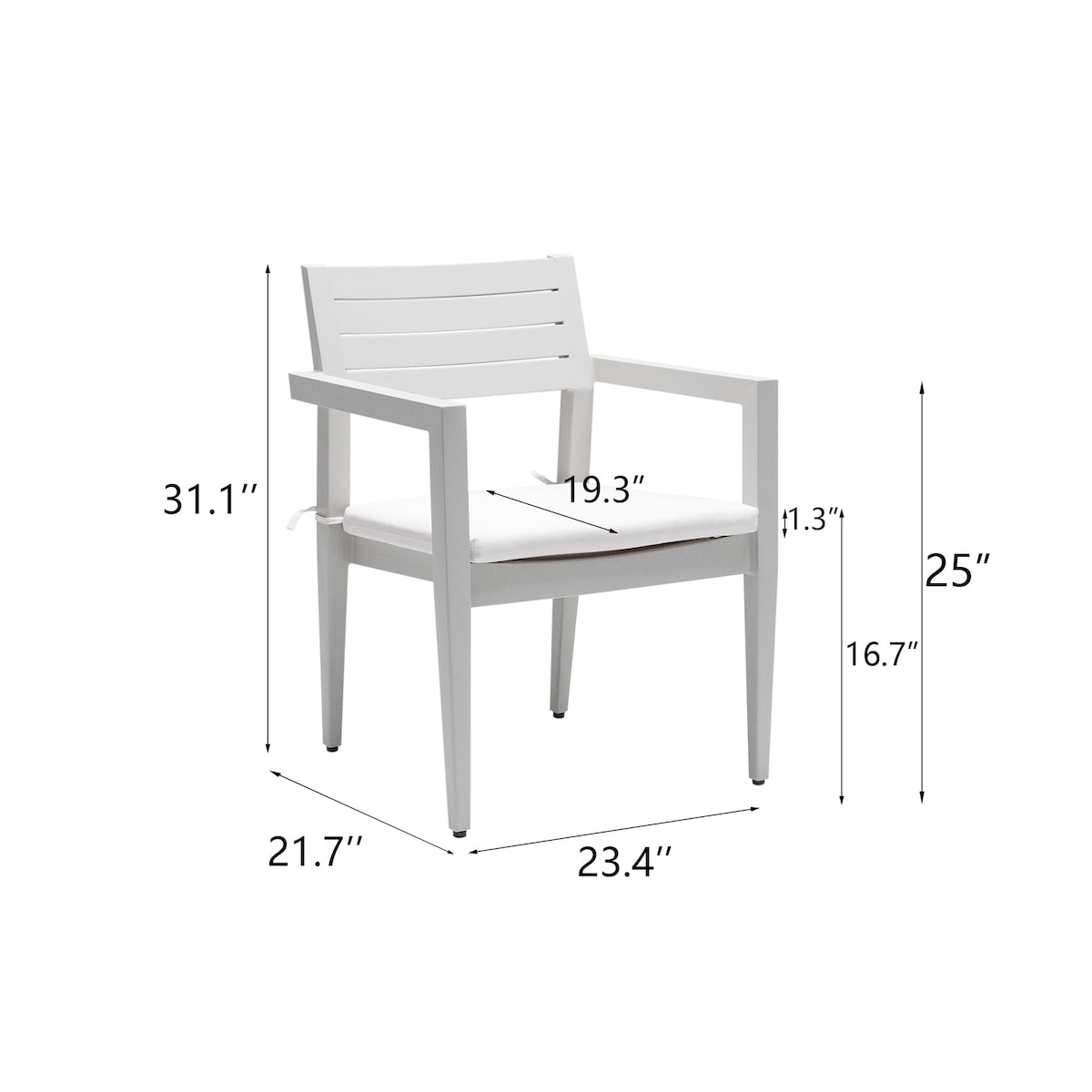 Outdoor Patio Aluminum Stationary Dining Chairs 4PCS