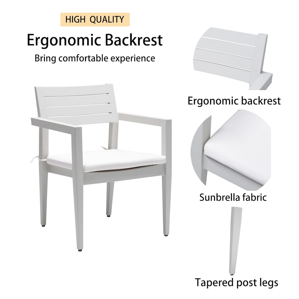 Outdoor Patio Aluminum Stationary Dining Chairs 4PCS