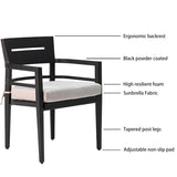 Outdoor Patio Aluminum Stationary Dining Chairs 4PCS