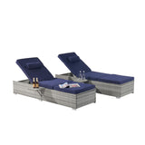 Outdoor Patio Chaise Lounge Chair,Lying in bed with PE Rattan and Steel Frame, PE Wickers