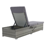 Outdoor Patio Chaise Lounge Chair,Lying in bed with PE Rattan and Steel Frame, PE Wickers