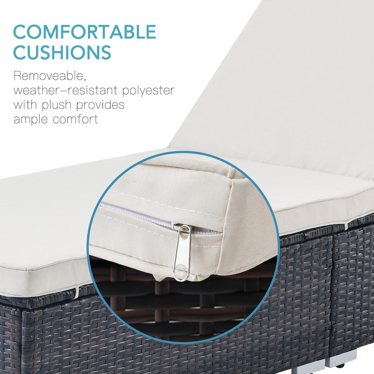 Outdoor Patio Chaise Lounge Chair,Lying in bed with PE Rattan and Steel Frame,PE Wickers