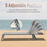 Outdoor Patio Chaise Lounge Set with Adjustable Back and Side Table - 3-Piece Aluminum Sunbathing Recliners