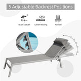 Outdoor Patio Chaise Lounge Set with Adjustable Back and Side Table - 3-Piece Aluminum Sunbathing Recliners