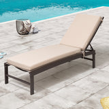 Outdoor Patio Cushioned Lounge Chair Aluminum Adjustable Sun Lounger with Thick Cushion