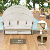 Outdoor Patio Double Sunbed 2-Seater Daybed Sofa w/Retractable Canopy