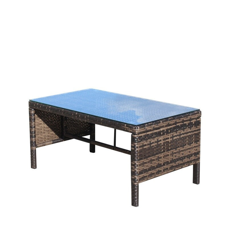 Outdoor Patio Furniture 1 Coffee Table with Clear Tempered Glass