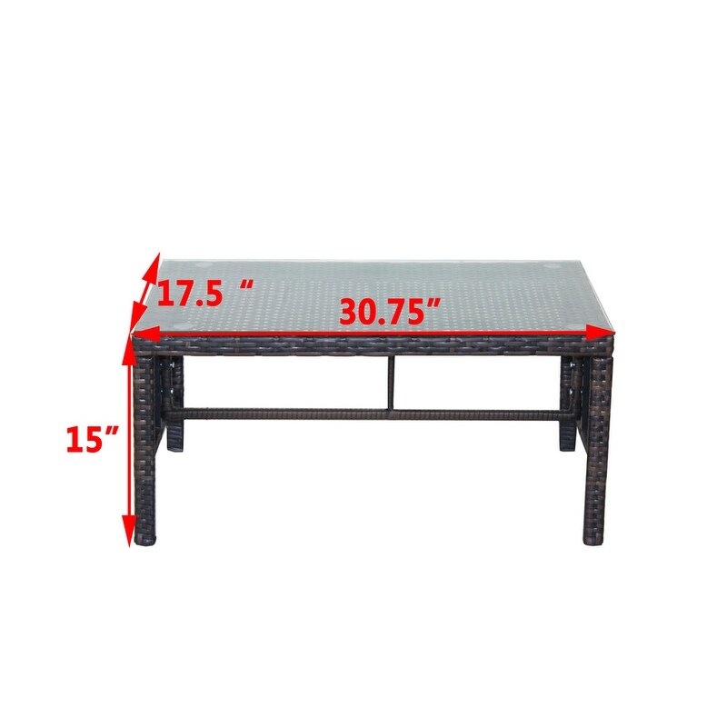 Outdoor Patio Furniture 1 Coffee Table with Clear Tempered Glass