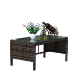 Outdoor Patio Furniture 1 Coffee Table with Clear Tempered Glass