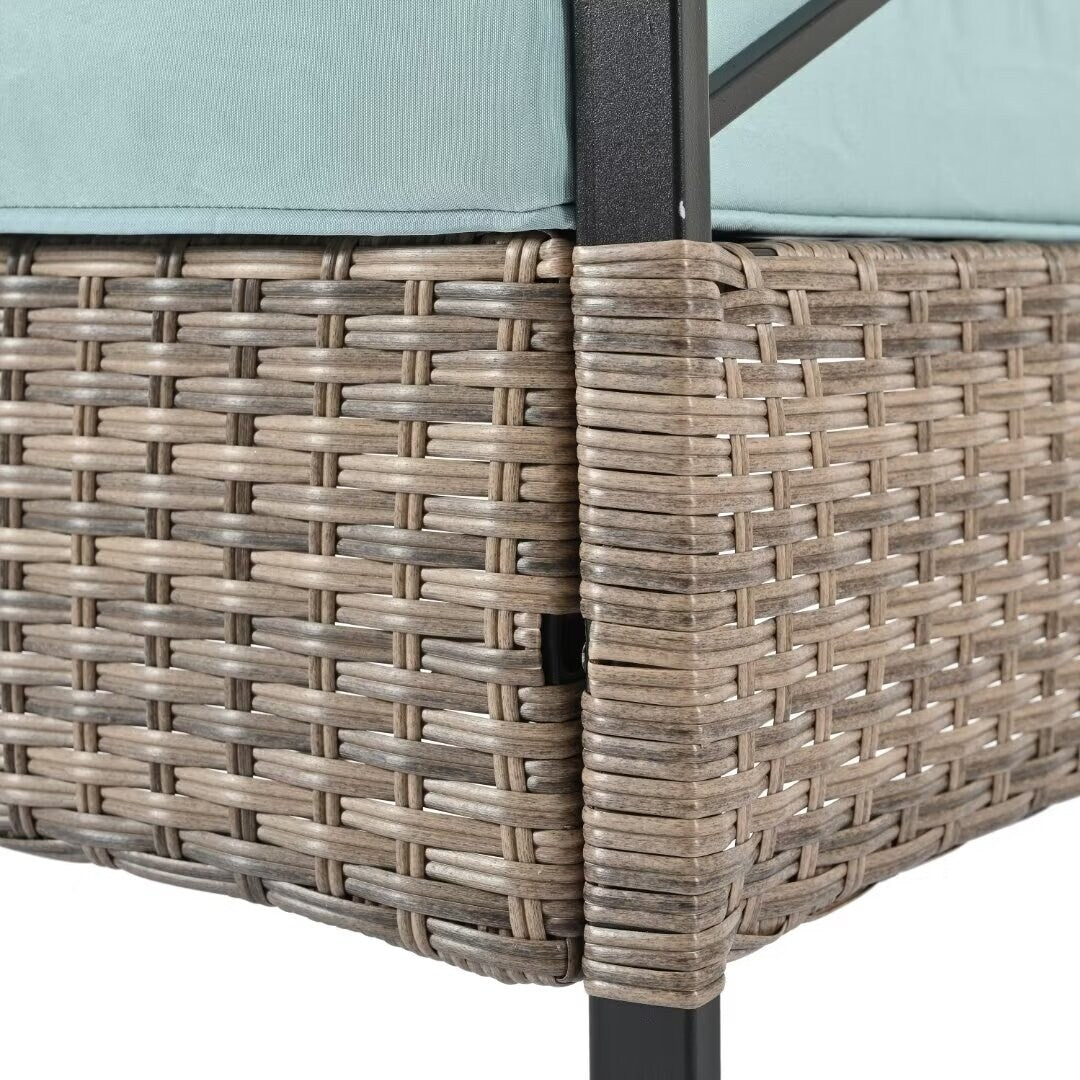 Outdoor Patio Furniture,PE Wicker Furniture, With Metal Table - 46.75"Lx27.10"Wx31.50"H