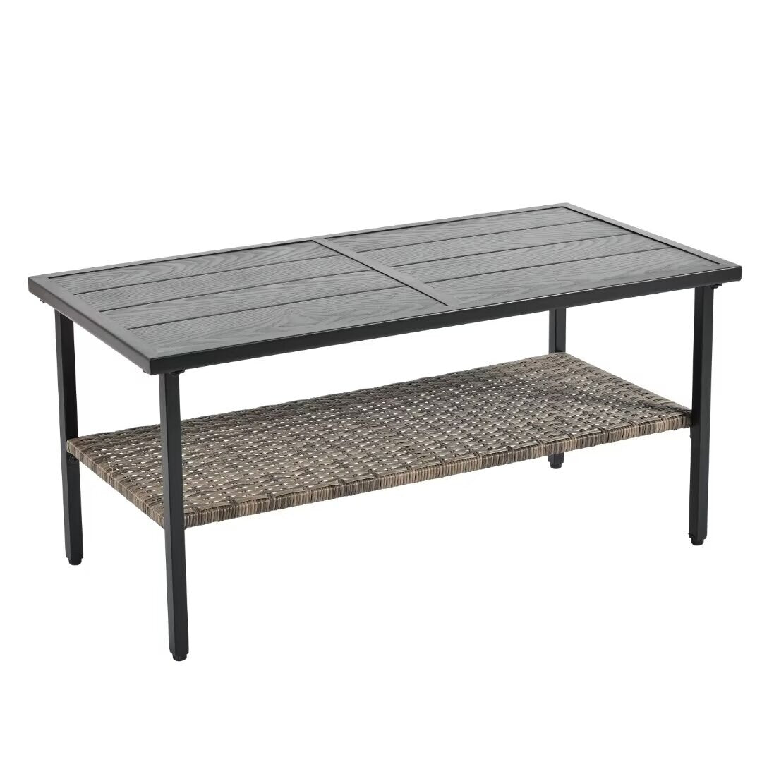 Outdoor Patio Furniture,PE Wicker Furniture, With Metal Table - 46.75"Lx27.10"Wx31.50"H