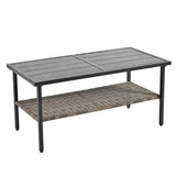 Outdoor Patio Furniture,PE Wicker Furniture, With Metal Table - 46.75"Lx27.10"Wx31.50"H