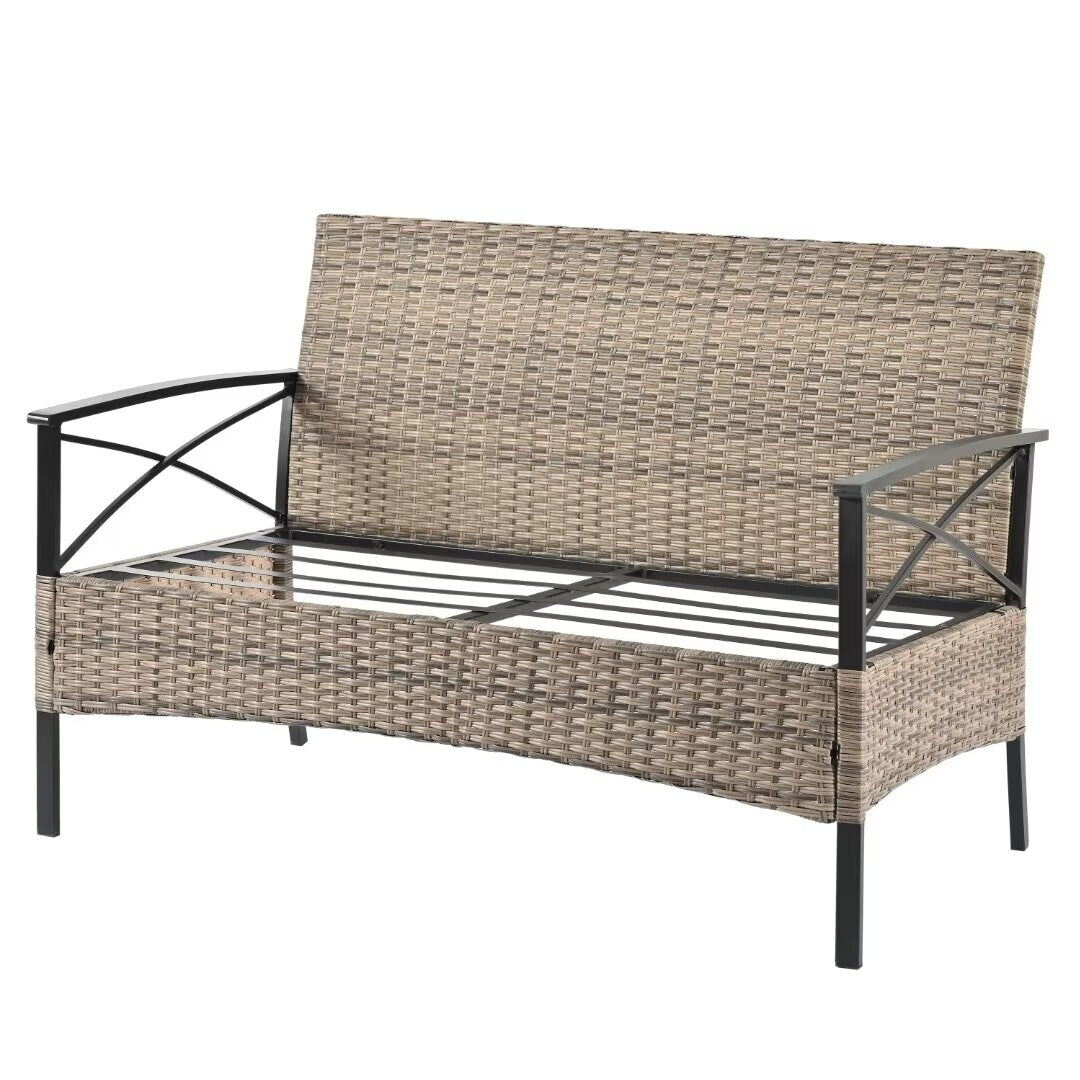 Outdoor Patio Furniture,PE Wicker Furniture, With Metal Table - 46.75"Lx27.10"Wx31.50"H