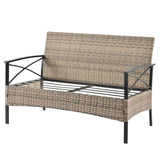 Outdoor Patio Furniture,PE Wicker Furniture, With Metal Table - 46.75"Lx27.10"Wx31.50"H