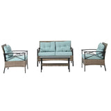 Outdoor Patio Furniture,PE Wicker Furniture, With Metal Table - 46.75"Lx27.10"Wx31.50"H