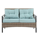 Outdoor Patio Furniture,PE Wicker Furniture, With Metal Table - 46.75"Lx27.10"Wx31.50"H