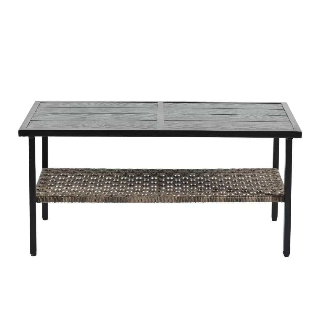 Outdoor Patio Furniture,PE Wicker Furniture, With Metal Table - 46.75"Lx27.10"Wx31.50"H
