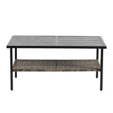Outdoor Patio Furniture,PE Wicker Furniture, With Metal Table - 46.75"Lx27.10"Wx31.50"H