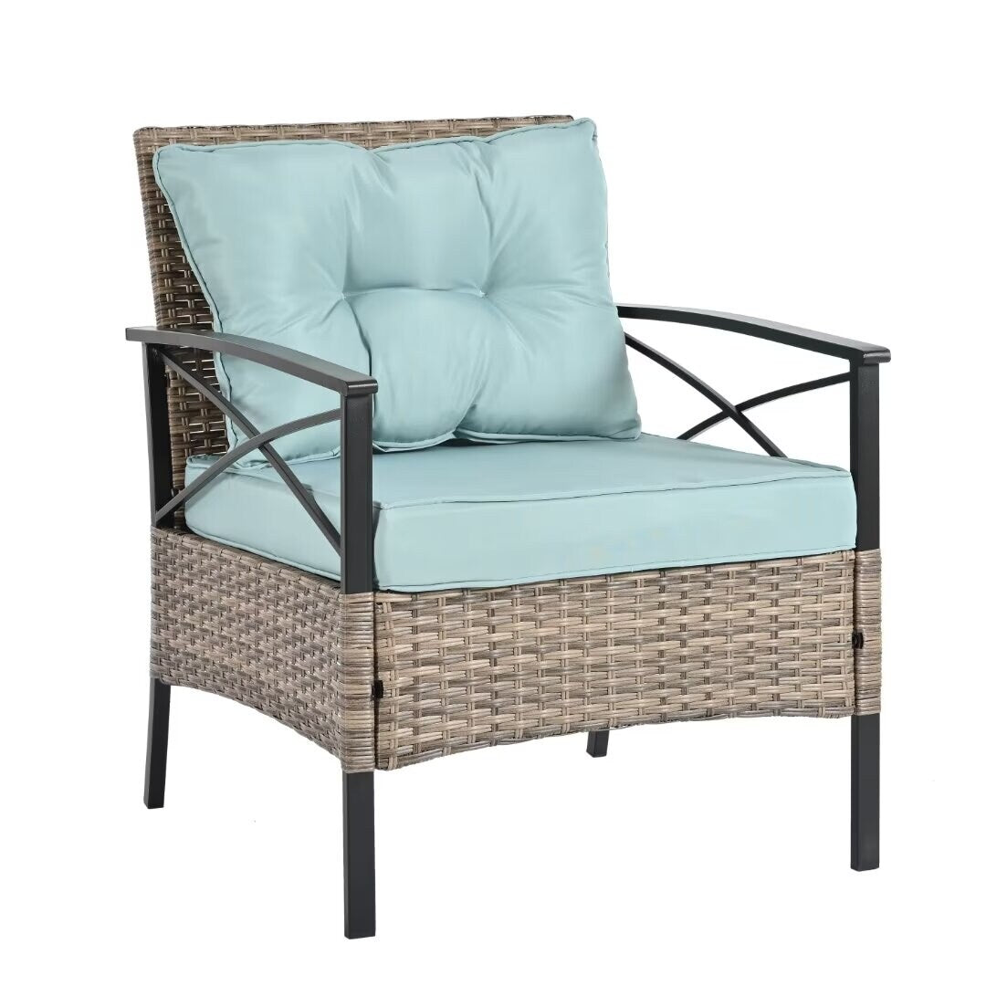 Outdoor Patio Furniture,PE Wicker Furniture, With Metal Table - 46.75"Lx27.10"Wx31.50"H