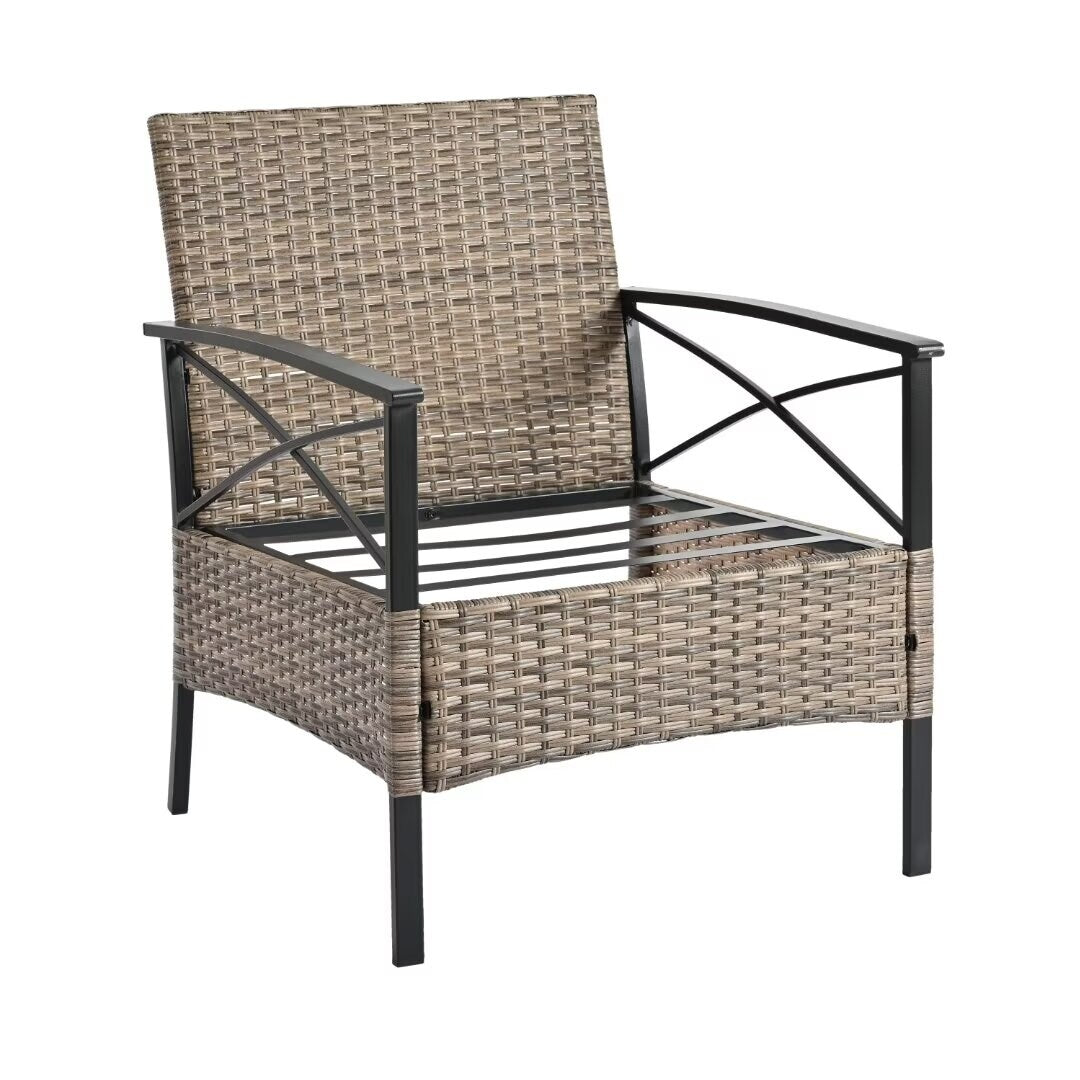 Outdoor Patio Furniture,PE Wicker Furniture, With Metal Table - 46.75"Lx27.10"Wx31.50"H