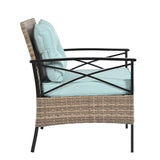 Outdoor Patio Furniture,PE Wicker Furniture, With Metal Table - 46.75"Lx27.10"Wx31.50"H