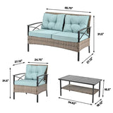 Outdoor Patio Furniture,PE Wicker Furniture, With Metal Table - 46.75"Lx27.10"Wx31.50"H