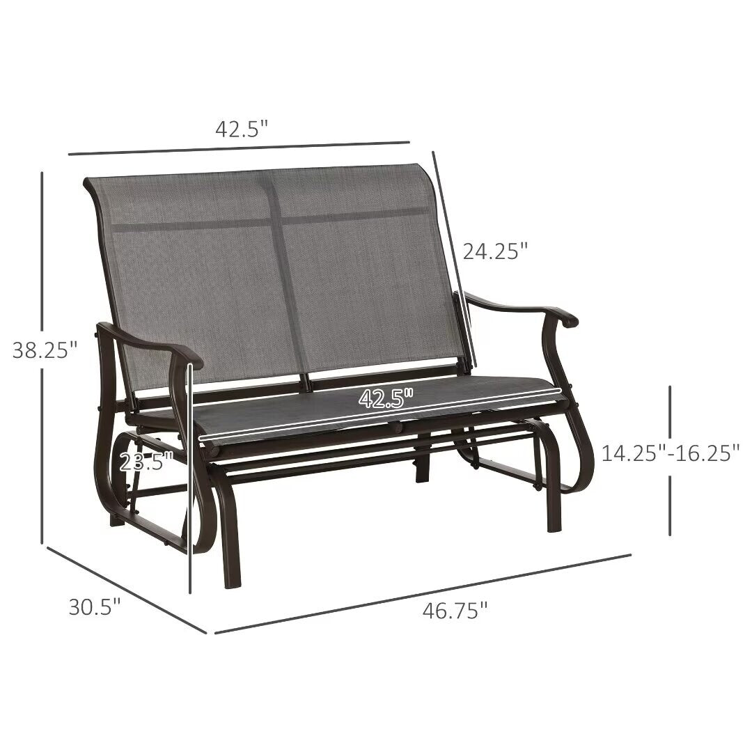 Outdoor Patio Glider Loveseat Chair with Powder Coated Steel Frame - 46.75*30.5*38.5