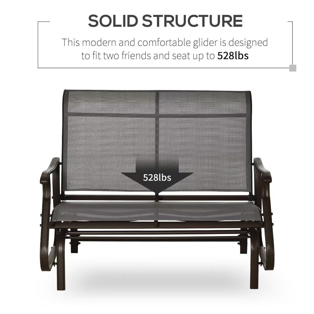 Outdoor Patio Glider Loveseat Chair with Powder Coated Steel Frame - 46.75*30.5*38.5