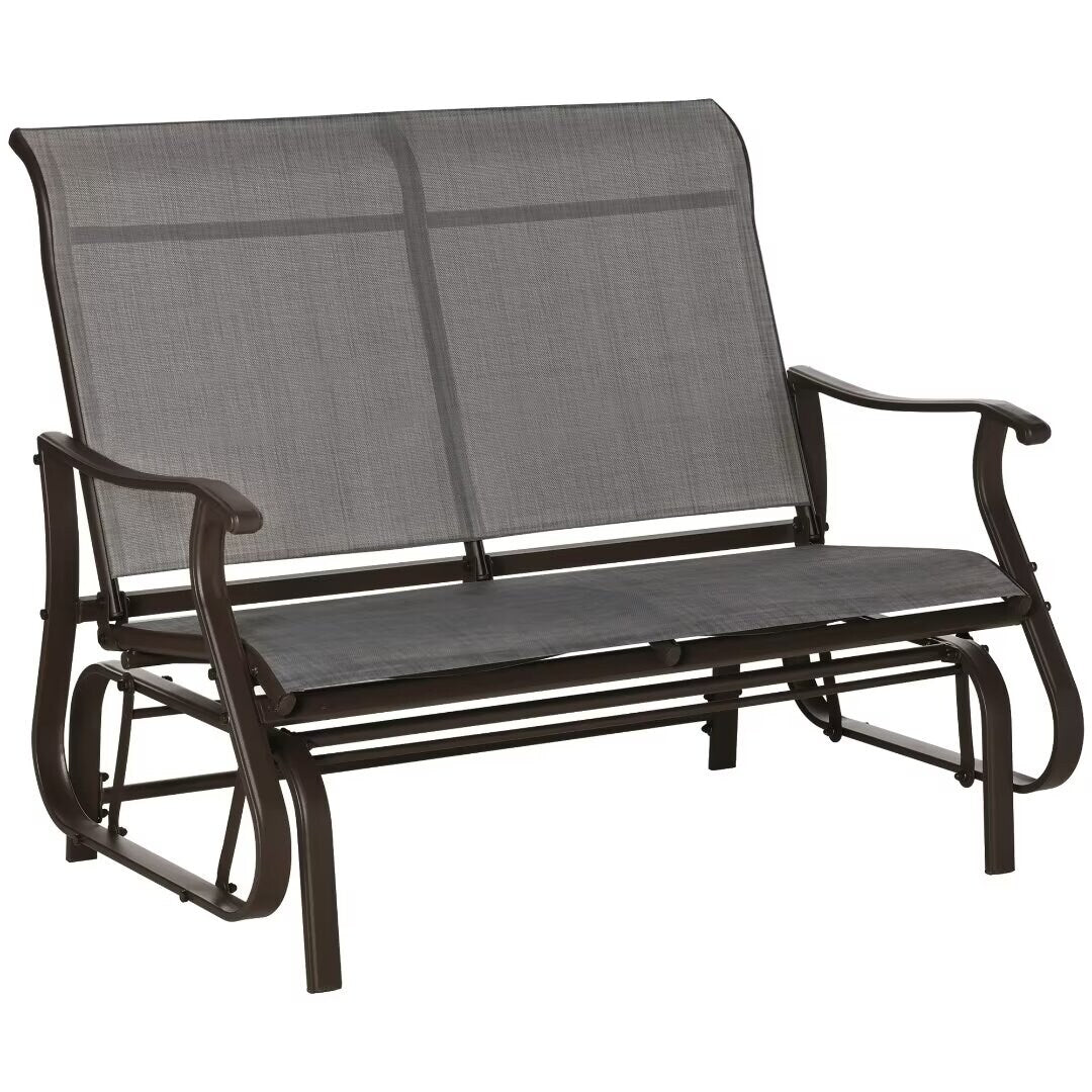 Outdoor Patio Glider Loveseat Chair with Powder Coated Steel Frame - 46.75*30.5*38.5