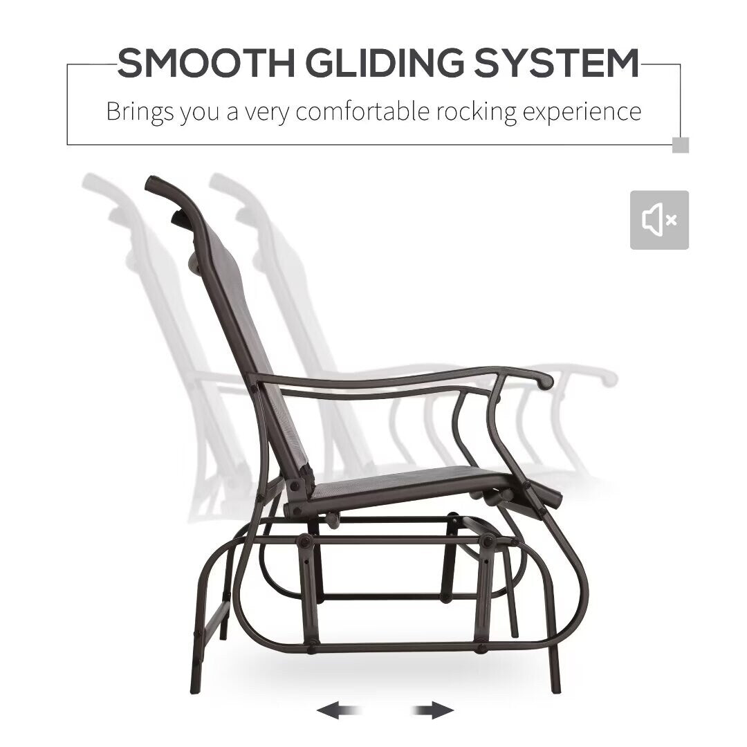 Outdoor Patio Glider Loveseat Chair with Powder Coated Steel Frame - 46.75*30.5*38.5