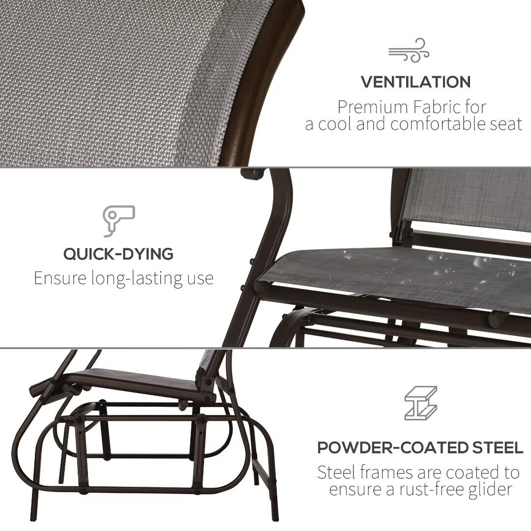Outdoor Patio Glider Loveseat Chair with Powder Coated Steel Frame - 46.75*30.5*38.5