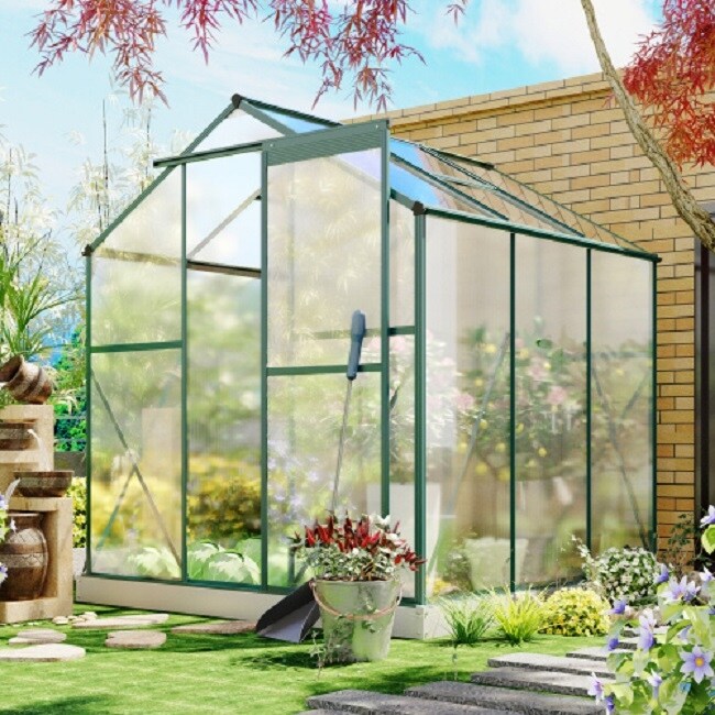 Outdoor Patio Greenhouse, Walk-in Polycarbonate Greenhouse with 2 Wind