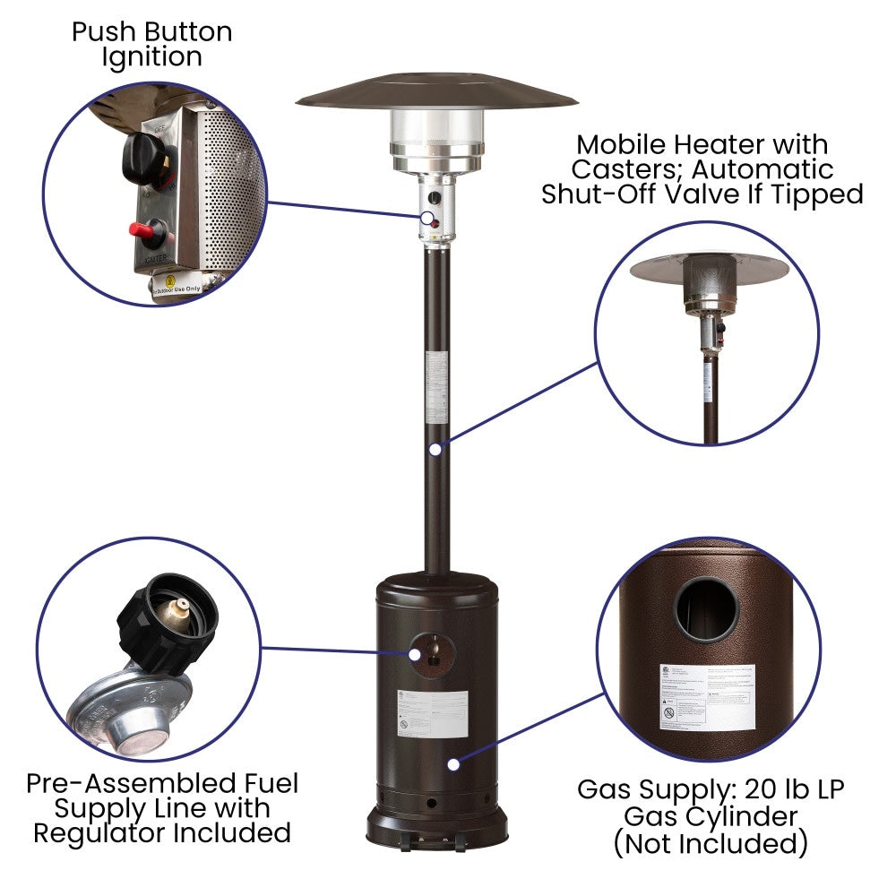 Outdoor Patio Heater - 7.5 Feet Round Steel Patio Heater - 40,000 BTU's