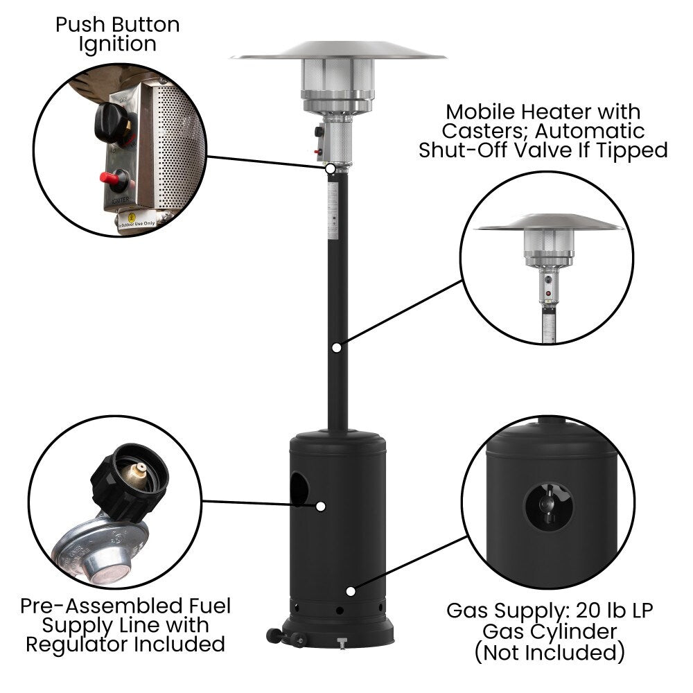 Outdoor Patio Heater - 7.5 Feet Round Steel Patio Heater - 40,000 BTU's