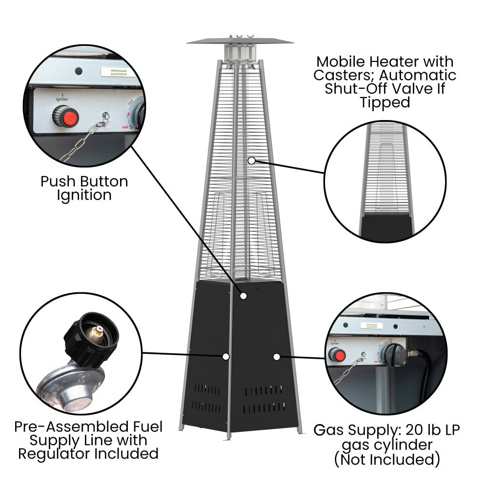Outdoor Patio Heater - 7.5 Feet Round Steel Patio Heater - 42,000 BTU's