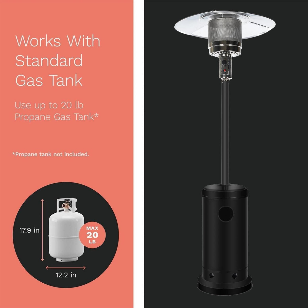 Outdoor Patio Heater With Wheels,Propane 46,000 BTU