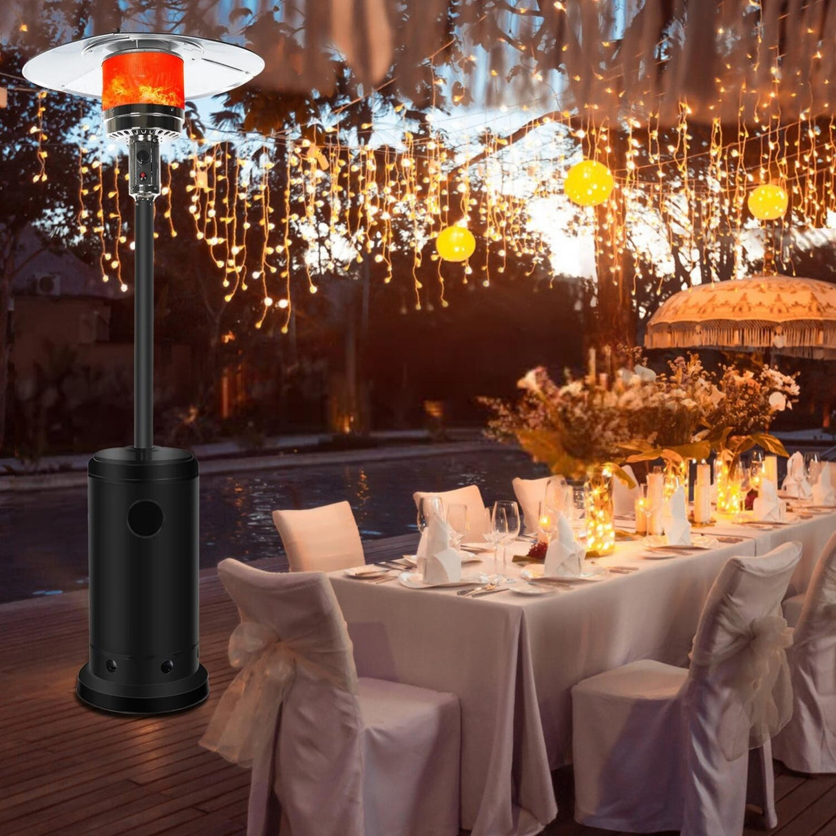 Outdoor Patio Heater With Wheels,Propane 46,000 BTU