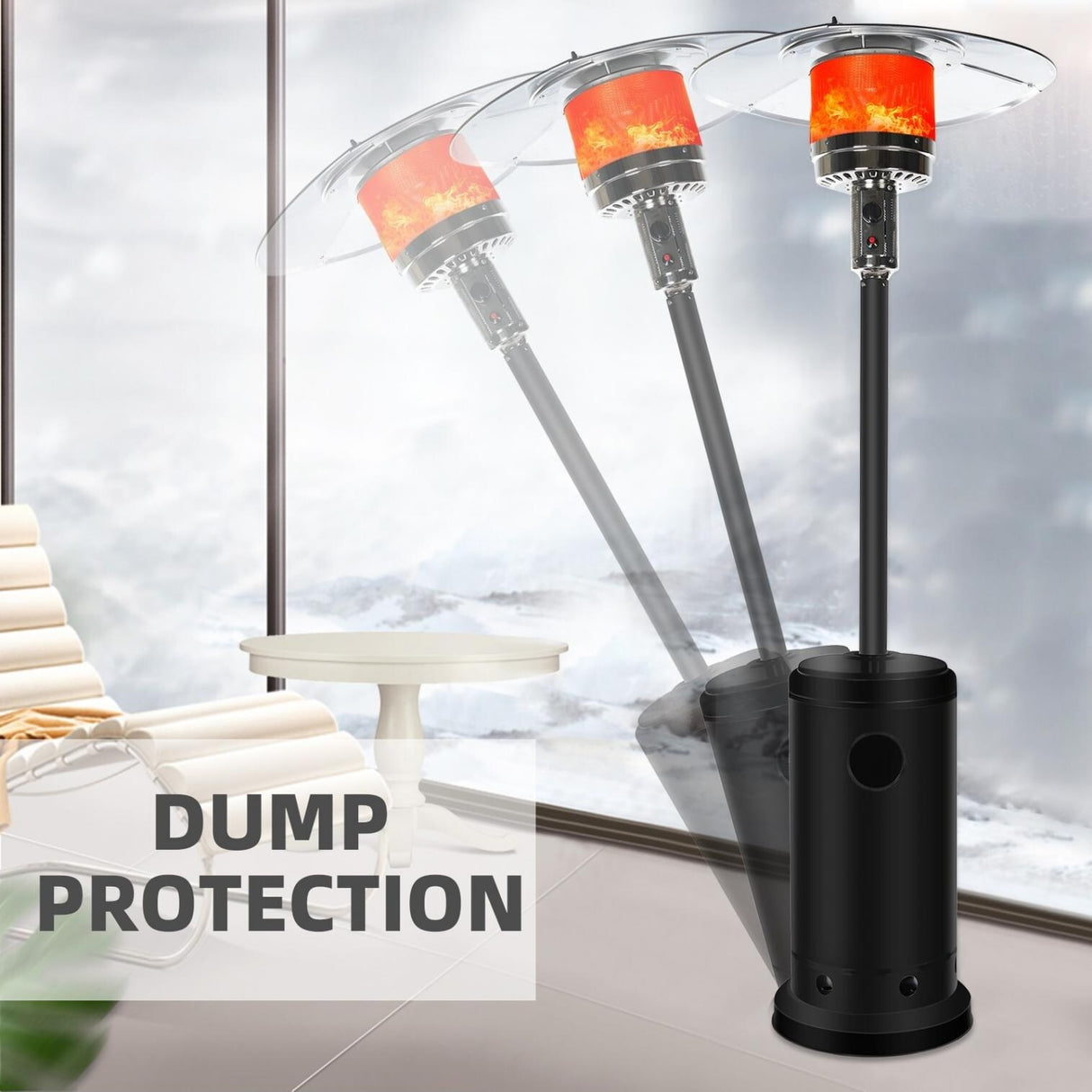 Outdoor Patio Heater With Wheels,Propane 46,000 BTU